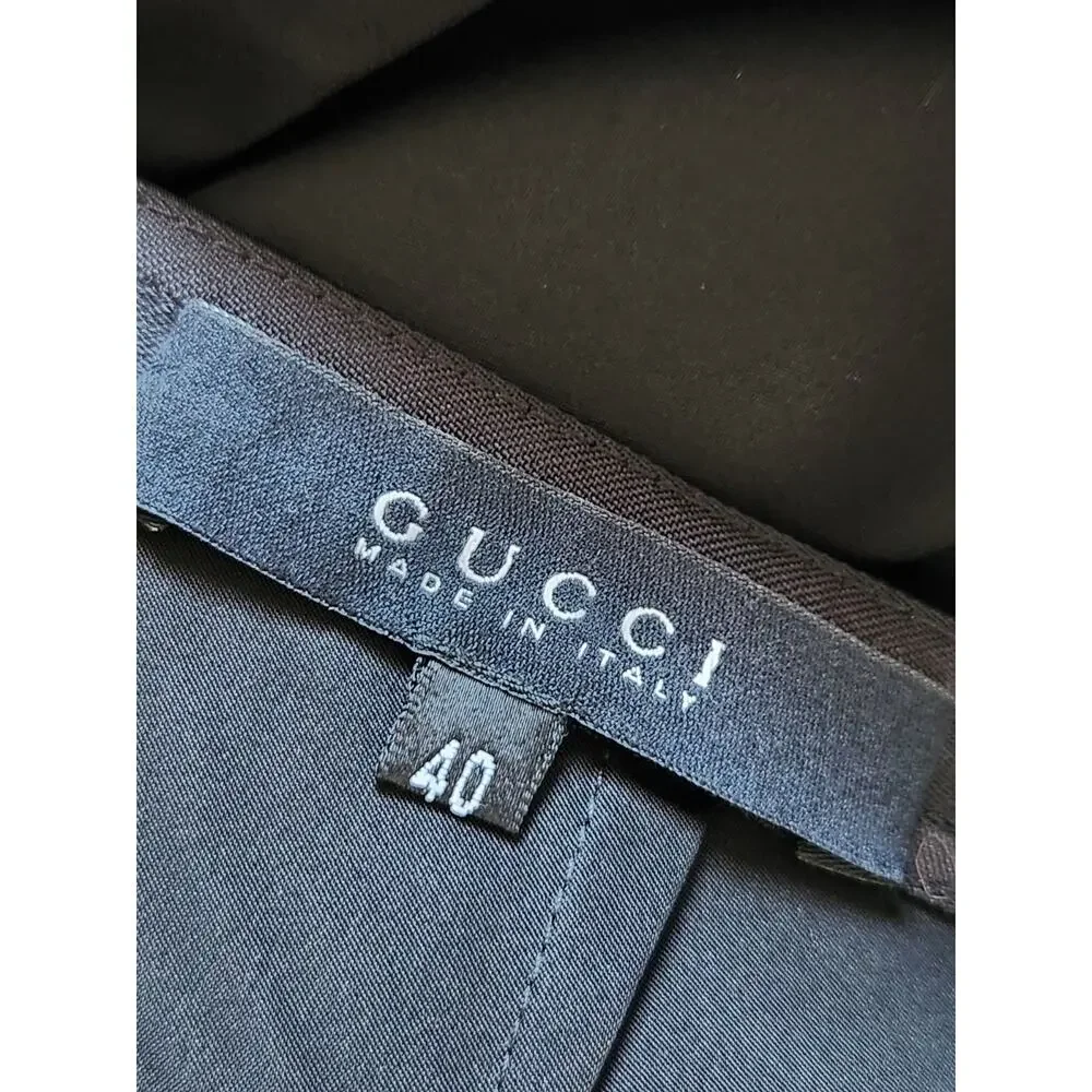 Gucci Black Satin High Waist Flare Trumpet Skirt IT 40 Bodycon Made Italy - Picture 3 of 9